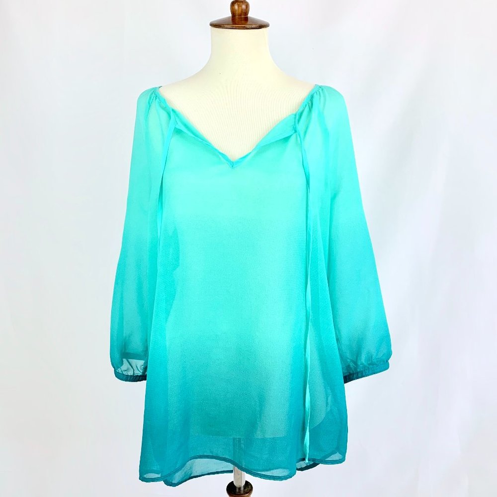 A.N.A Petite Turquoise V-Neck Tunic Medium